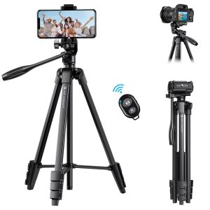 K&F Concept 59.4''/1.5 m Aluminum Travel Tripod with Bluetooth Remote and Adjustable Height (17-60 inches) - Lightweight (0.61kg), 360° Panorama, Compact Fold (42cm) - Ideal for B174A1 Travel and Outdoors, (KF09.125)