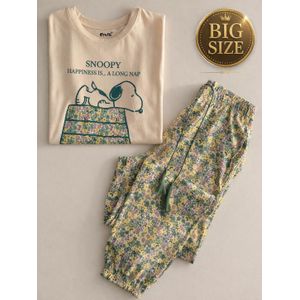 بيجامة صيفي حريمي نص كم – قطن سنجل ليكرا – مقاس حر (70–120 كجم)