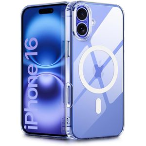 TR-Planet جراب حماية iPhone 16، متوافق مع MagSafe، شفاف فائق مضاد للاصفرار، حماية صدمة عسكرية، جراب حماية مغناطيسي لـ iPhone 16، شفاف MagSafe