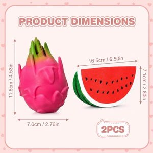 2-Piece Giant Dragon Fruit and Watermelon Squishy Set
