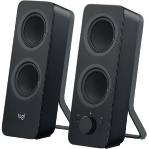 Logitech مكبرات صوت لاسلكية Z207 بتقنية بلوتوث للكمبيوتر، صوت ستيريو، طاقة قصوى 10 واط، مدخل صوت 3.5 ملم، منفذ سماعة رأس، متعددة الأجهزة، تبديل سهل، كمبيوتر/تلفزيون/هاتف ذكي/جهاز لوحي، قابس أوروبي فقط - أسود