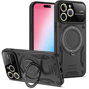 GOLDEN MASK جراب حماية عدسات كاميرات الموبايل مع حلقة مغناطيسية تدعم الشحن اللاسلكي - (اسود) (iPhone 15 Pro Max) جولدن ماسك لهاتف ايفون 15 برو ماكس