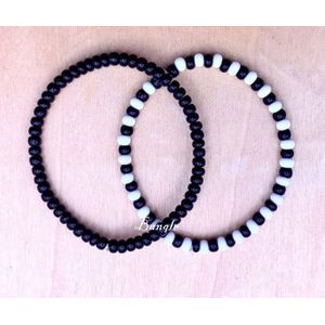 اثنان من حظاظات الخرز الصيفي استيك مطاط لون ابيض واسود