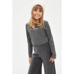 Defacto Knitted Long Sleeve T-Shirt - Antra Melange