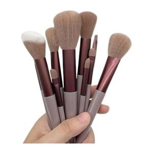 Professional Makeup Brush Set, 13 Pieces, Soft Fluffy Polyamide Bristles, Brown, with Cosmetic Bag