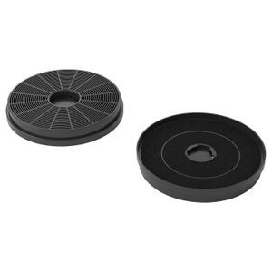 Charcoal filter Two black round philtres, one with grid design, likely for kitchen use.