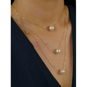 Handmade Necklace Chain - Gold - Pearl Mallorca-3 Layers
