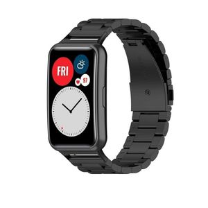 سوار ساعة متوافق مع ساعة هواوي ووتش فيت، سوار ساعة ذكي معدني بديل، سوار ساعة من الفولاذ المقاوم للصدأ سريع الفك، سوار معصم متوافق مع ساعة هواوي ووتش فيت (أسود)