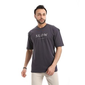 Andora Crew Neck Short Sleeve Printed T-Shirt - Light Grey