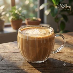 Glass Valley Tea Ribbed pyrex Mug glass Large 250 mm - Clear Glass