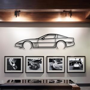 Giftaty Muscle Style Vehicle Silhouette Wall Art – Automotive Decor for Car & Moto Lovers – Modern Garage, Man Cave, Office & Home Decoration – Unique Gift for Enthusiasts (1989 Corvette C4, L)