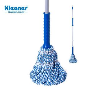 Kleaner مساحة أرضيات مايكروفايبر تويست، 120 سم، رأس قطن بخيوط زرقاء وبيضاء لامتصاص السوائل