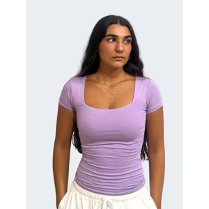 OUTDATED Cotton Square Neck Short Sleeve - Lavender