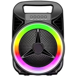 JL-605 Portable Bluetooth Speaker, Wireless Bluetooth Portable Speaker with USB Flash Drive & TF Card Support, FM Radio, LED Light, Rechargeable Battery, Black