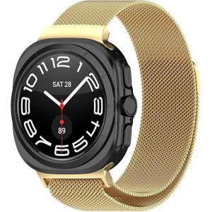 سوار شبكي مغناطيسي من اكس تيك متوافق مع ساعة سامسونج جالاكسي ووتش 7 الترا 47 ملم، مصنوع من الستانلس ستيل للجنسين، مقاس 15-21.1 سم _ ذهبي