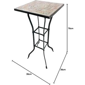 B168 Cast iron table, Fishawi/Khan El Khalili style, handmade, black, square, with decorative copper overlay.