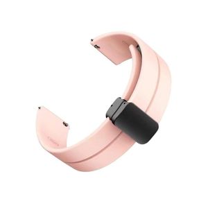 سوار سيليكون 22 مم مزود بإبزيم مغناطيسي قابل للطي، متوافق مع ساعة Watch R OSW23N - ساعة رياضية ذكية - وردي