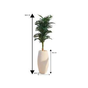 Artificial Plants... Palm tree in acrylic pot, resistant to water, sun and breakage, 180 cm - green palm on white poot