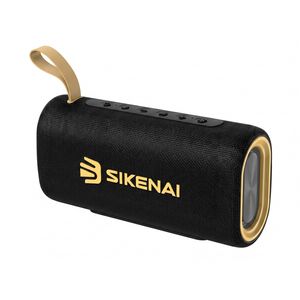 Sikenai مكبر صوت لاسلكي بلوتوث بتقنية Hi-Fi وتصميم متين مع حبل حمل - بطارية مدمجة 1200mAh - لون أسود - موديل BQ-500 - مثالي للرحلات والمناسبات الخارجية
