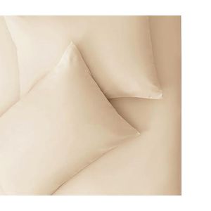 طقم ملاءات سرير فاخر فاخر - ملاءة سرير فائقة النعومة، تسمح بمرور الهواء، ولطيفة على البشرة، مزودة بجيوب مطاطية عميقة، تتضمن غطاء للوسائد وملاءة سرير واحدة، لون بيج فاتح أنيق، 120 × 200 سم