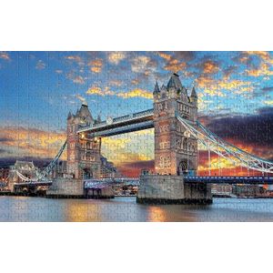 لعبة بازل صور مقطوعة ورقية من 1000 قطعة لوحة ديكور حائط للمنزل بتصميم جسر البرج MFT88330 أبيض