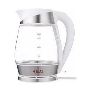 AKAI كاتيل اكاي زجاج، 1.7 لتر، فضي ابيض - AK-1703