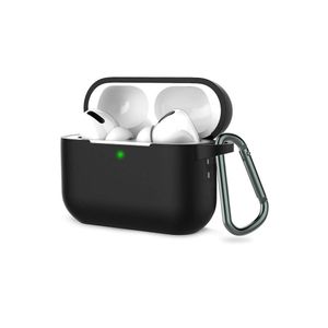 جراب حماية KOVIA لسماعات AirPods Pro من الجيل الثاني (2022)، مصنوع من السيليكون الناعم الممتص للصدمات، مزود بسلسلة مفاتيح Apple 2 الجديدة (إضاءة LED أمامية مرئية)، لون أسود