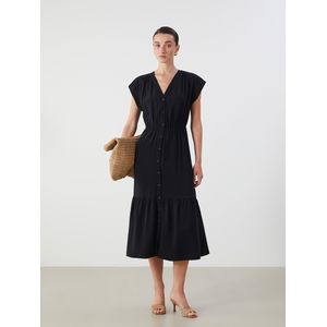 LC Waikiki V Neck Textured Fitted Waist Dress