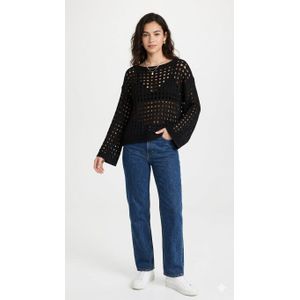 بلوزة كاجوال مثقبة - اسود