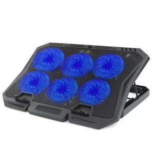 Utopia مروحة تبريد الكمبيوتر المحمول X6B مزودة بـ 6 مراوح LED قوية، ومنفذي USB، وحامل قابل للتعديل، ومتوافقة مع أجهزة الكمبيوتر المحمولة مقاس 17 بوصة.