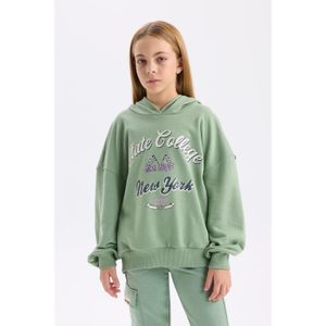 Defacto Girl Oversize Fit Long Sleeve Sweat Shirt - Lt.Green