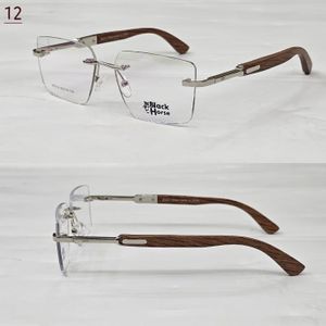 Black Horse نظارة رجالي بدون فريم - ريمليس - وذراع من الخشب الطبيعي – إطار طبي أنيق وخفيف للاستخدام اليومي