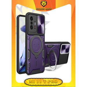 GOLDEN MASK جراب حماية مع باب جرار لحماية عدسة  الكاميرا المدرعة مدمج بزاوية 360 درجة - (بنفسجى) (Xiaomi 11T/11T Pro) جولدن ماسك لهاتف شاومى 11تى/11تى برو 