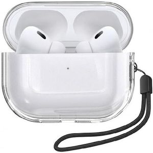 حافظة حماية شفافة لسماعات ايربودز 3 مقاومة للصدمات من الدرجة العسكرية مصنوع من البولي يوريثين الحراري الناعم للغاية مضاد للاصفرار مع حبل (جراب مع حبل)