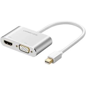 Ugreen Mini DisplayPort To HDMI DVI VGA Adapter, 4K Mini DP Converter Thunderbolt, 3 in 1, Compatible With Mac, 2015 MacBook Pro Air, iMac, Surface Pro3 Pro4, Google Chromebook, PC, Projector - Silver 20421