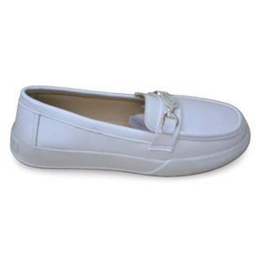 حذاء مسطح من الجلد سهل الارتداء للنساء