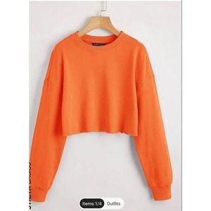 Martina Store هودي قصير أنيق للنساء برقبة دائرية - برتقالي