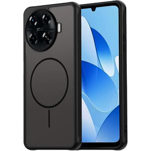 اكس تيك  جراب موبايل غير لامع متوافق مع هاتف Tecno Spark 20 Pro Plus مع حماية للكاميرا، غطاء رفيع مضاد للصدمات، حلقة مغناطيسية مزخرفة (لا يدعم الشحن اللاسلكي) _اسود