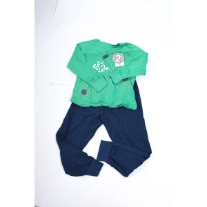 LC Waikiki LCW Kids Crew Neck Printed Long Sleeve Boys' Pyjama Set & PANTS NAVY-GREEN& NAVY-5-6Y