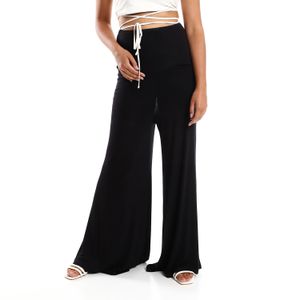 Fashion (Black Long)Plus Size Slit Black Flare Pants For Women Trousers  Korean Style Casual Office Lady Female High Waist Long Bell Bottom Pants  XXA @ Best Price Online