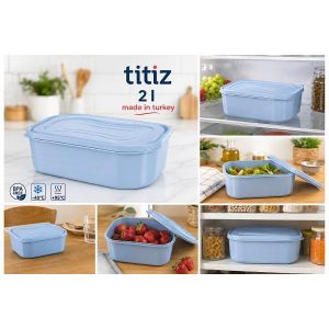 Titiz Rectangular Food Storage Container with Lid – Mint Green - 2000ml