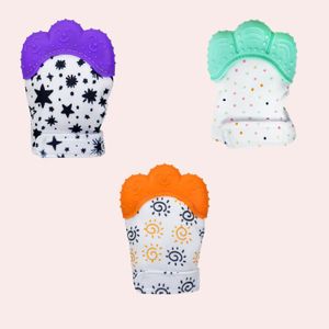 Baby Teething Relief and Soothing Mittens Set – 3 Pieces  Multicolore .