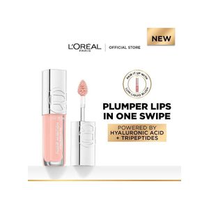 L'OREAL PARIS L’Oréal Paris Plump Ambition Hyaluron Lip Oil, Plumping Lip Oil With Hyaluronic Acid and Tripeptides for 24H Hydrated Lip, 5ml, Milky Nu 201