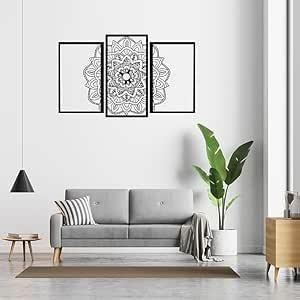 لوحة قماشية مطبوعة بتصميم تجريدي من ايجيبت ديكوريشن، 120 سم * 60 سم، مجموعة من 3 الواح، أسود