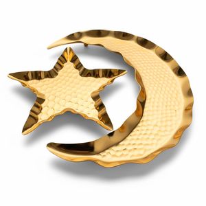 طقم تقديم ذهبي الهلال والنجمة لرمضان والعيد - قطعتان منفصلتان