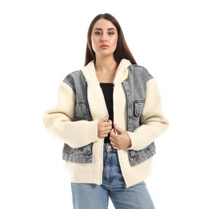 Menta By Coctail جاكيت جينز-17407-أزرق في بيج