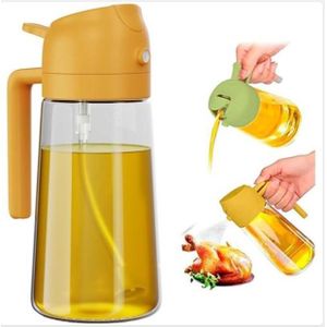 Glass Oil Sprayer Bottle with Multicolor Dispenser Cap, Oil Mister for Kitchen