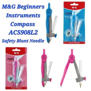 M&G Chenguang Beginner Pencil Compass  – Safety Blunt Needle Geometry Compass with Pencil Holder for Students - 1pcs - No: ACS908L2