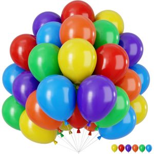 بالونات ملونة، 60 بالون هيليوم، قوس قزح، بالونات لاتكس ملونة، مجموعة بالونات هيليوم ولاتكس لتزيين حفلات أعياد الميلاد، وحفلات الزفاف، وحفلات استقبال المولود.