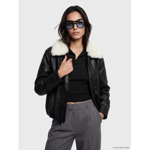 LC Waikiki Faux Fur Collar Women's Faux Leather Coat